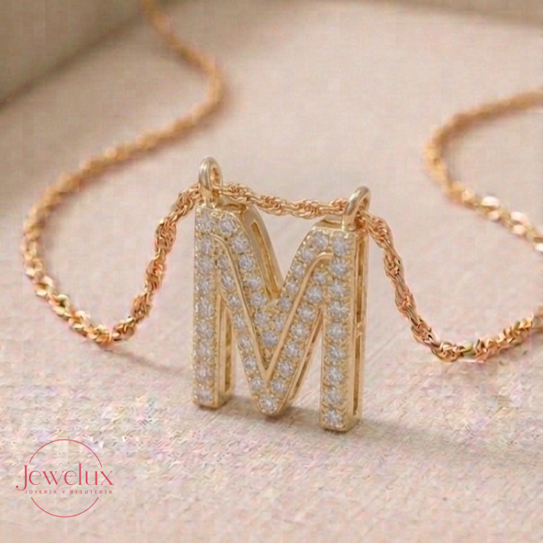 Jewelux Collar con Inicial de Letra Dorado Ajustable