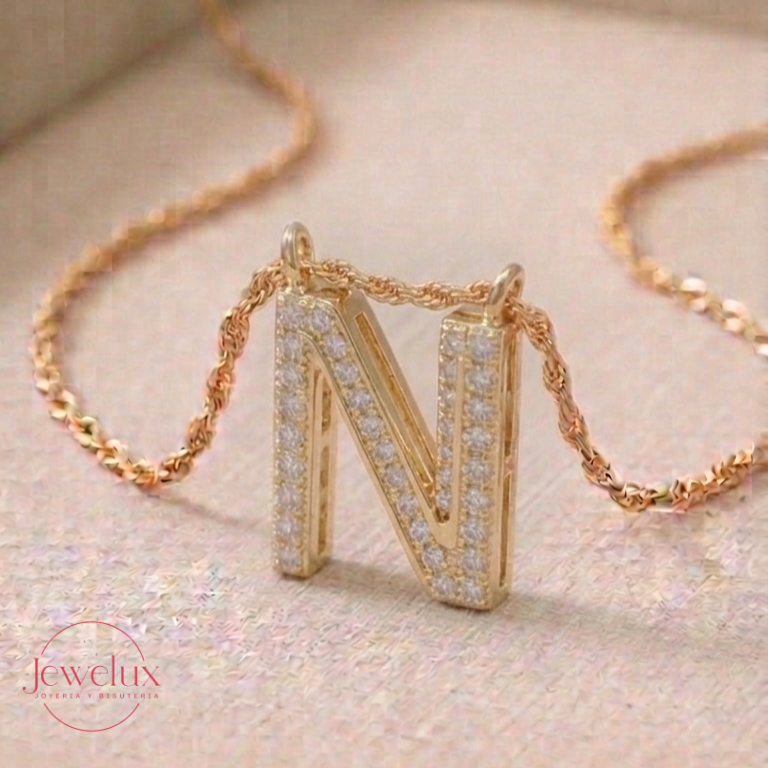 Jewelux Collar con Inicial de Letra Dorado Ajustable