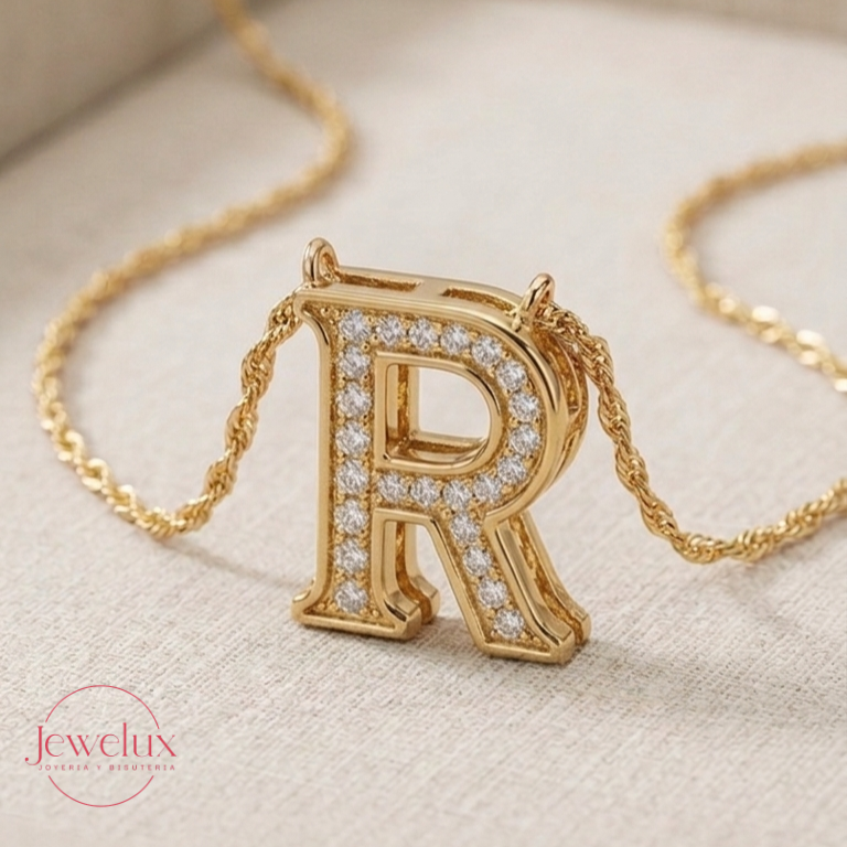 Jewelux Collar con Inicial de Letra Dorado Ajustable
