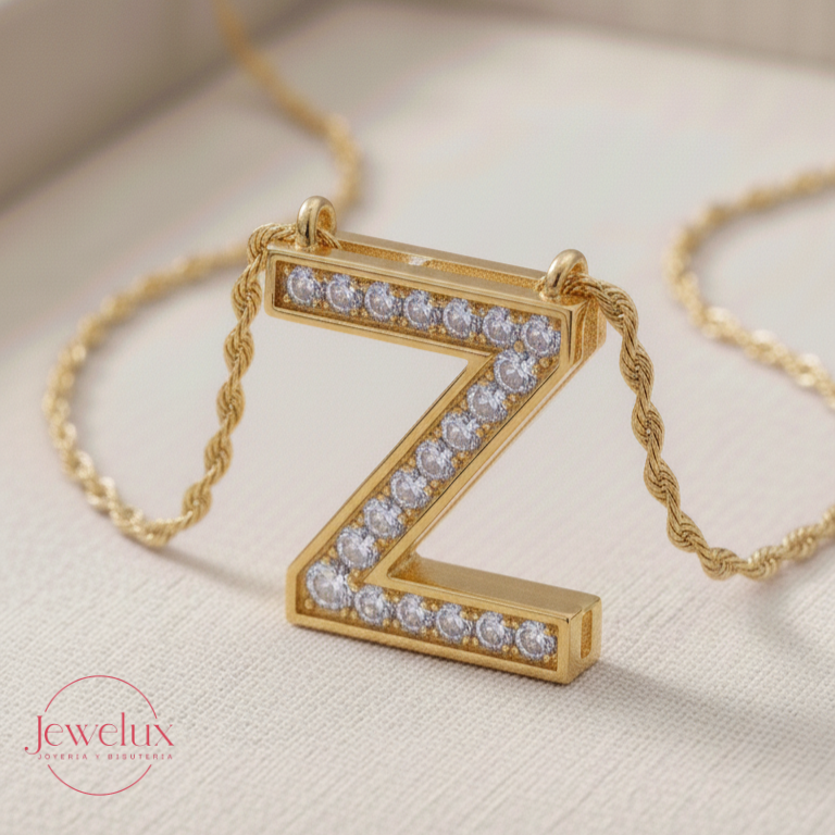 Jewelux Collar con Inicial de Letra Dorado Ajustable