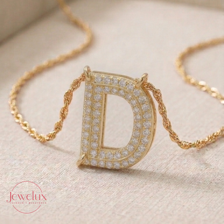 Jewelux Collar con Inicial de Letra Dorado Ajustable