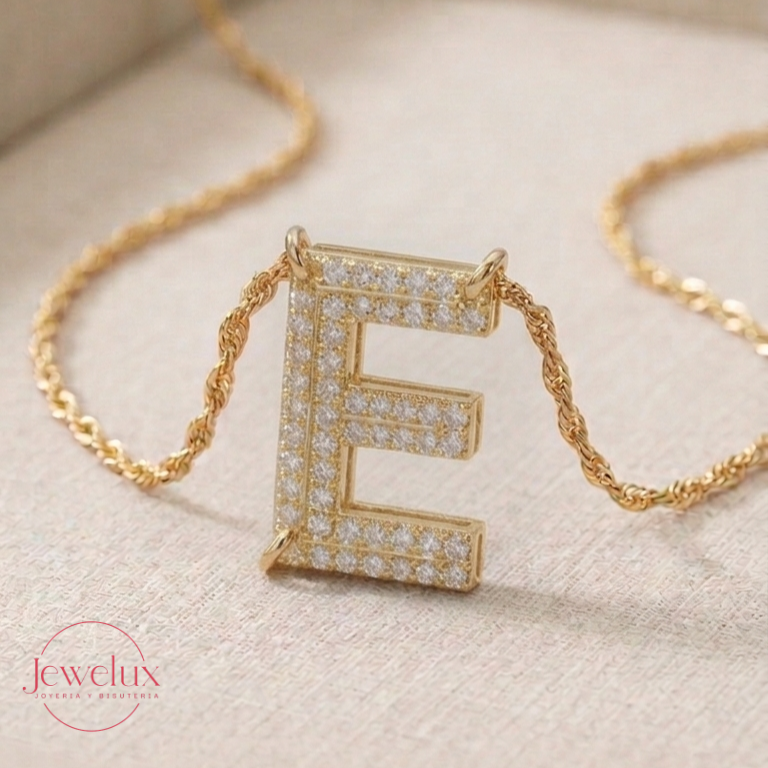 Jewelux Collar con Inicial de Letra Dorado Ajustable