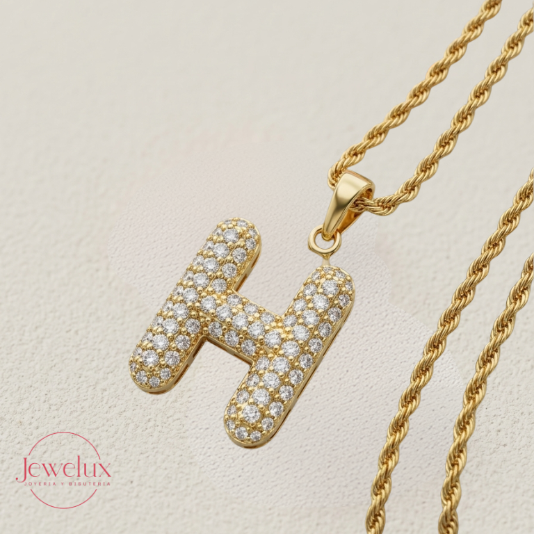Jewelux Collar con Inicial de Letra Dorado Ajustable