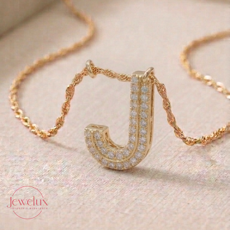 Jewelux Collar con Inicial de Letra Dorado Ajustable