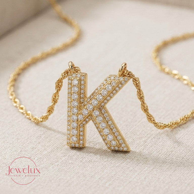 Jewelux Collar con Inicial de Letra Dorado Ajustable